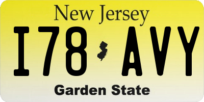 NJ license plate I78AVY