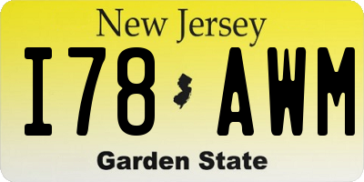 NJ license plate I78AWM