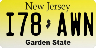 NJ license plate I78AWN
