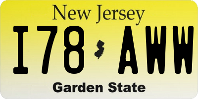 NJ license plate I78AWW