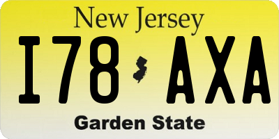 NJ license plate I78AXA