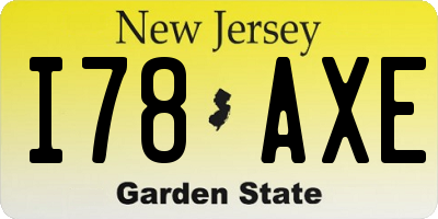 NJ license plate I78AXE