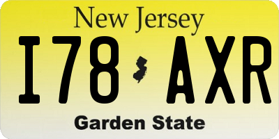 NJ license plate I78AXR