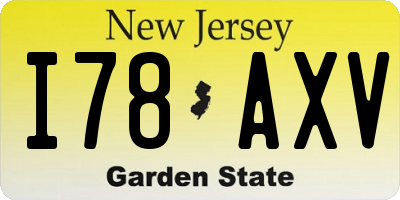 NJ license plate I78AXV