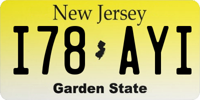 NJ license plate I78AYI