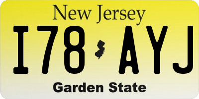 NJ license plate I78AYJ