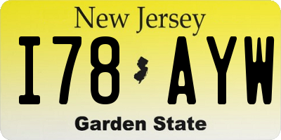 NJ license plate I78AYW