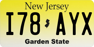NJ license plate I78AYX