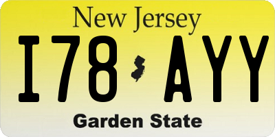 NJ license plate I78AYY