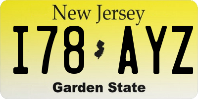 NJ license plate I78AYZ