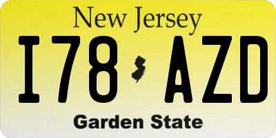 NJ license plate I78AZD