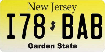 NJ license plate I78BAB