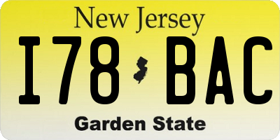 NJ license plate I78BAC