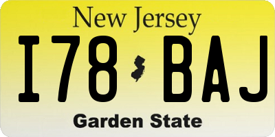 NJ license plate I78BAJ
