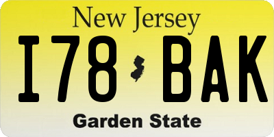 NJ license plate I78BAK