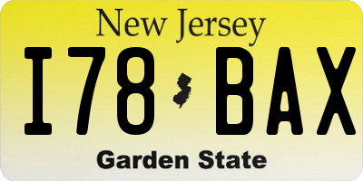 NJ license plate I78BAX