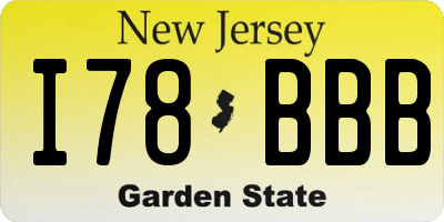 NJ license plate I78BBB