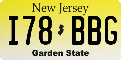 NJ license plate I78BBG