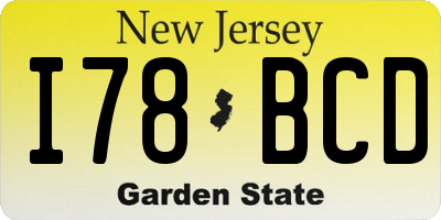 NJ license plate I78BCD