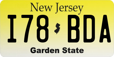 NJ license plate I78BDA