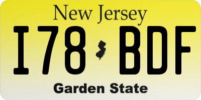 NJ license plate I78BDF