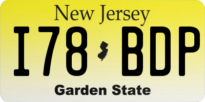 NJ license plate I78BDP