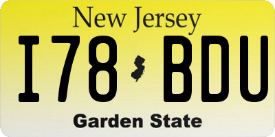 NJ license plate I78BDU