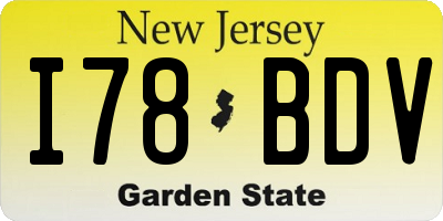 NJ license plate I78BDV