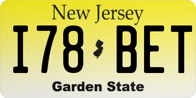 NJ license plate I78BET