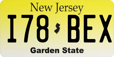 NJ license plate I78BEX