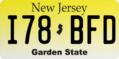 NJ license plate I78BFD
