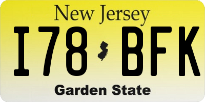 NJ license plate I78BFK