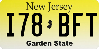 NJ license plate I78BFT