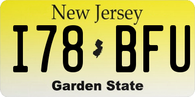 NJ license plate I78BFU