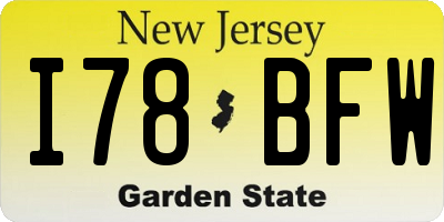 NJ license plate I78BFW