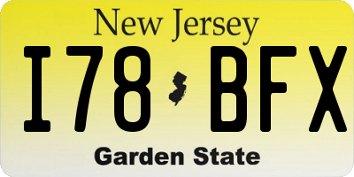 NJ license plate I78BFX