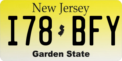 NJ license plate I78BFY