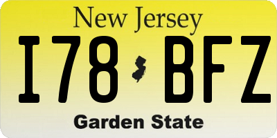 NJ license plate I78BFZ