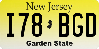 NJ license plate I78BGD