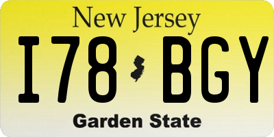 NJ license plate I78BGY