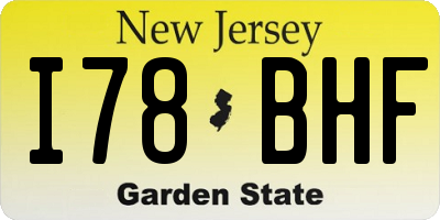 NJ license plate I78BHF