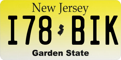 NJ license plate I78BIK