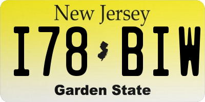 NJ license plate I78BIW