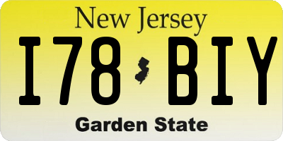 NJ license plate I78BIY