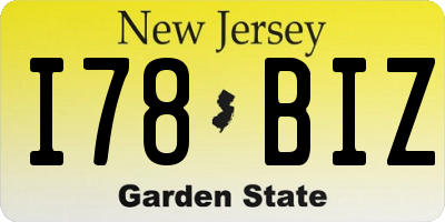 NJ license plate I78BIZ