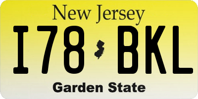 NJ license plate I78BKL
