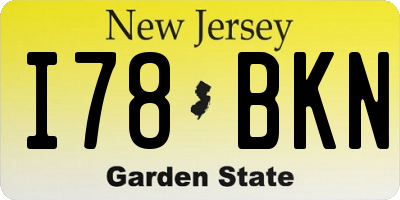NJ license plate I78BKN