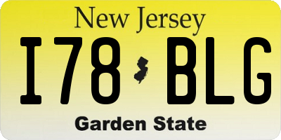 NJ license plate I78BLG