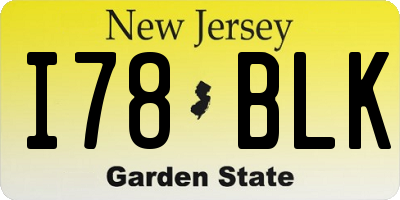 NJ license plate I78BLK