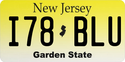 NJ license plate I78BLU